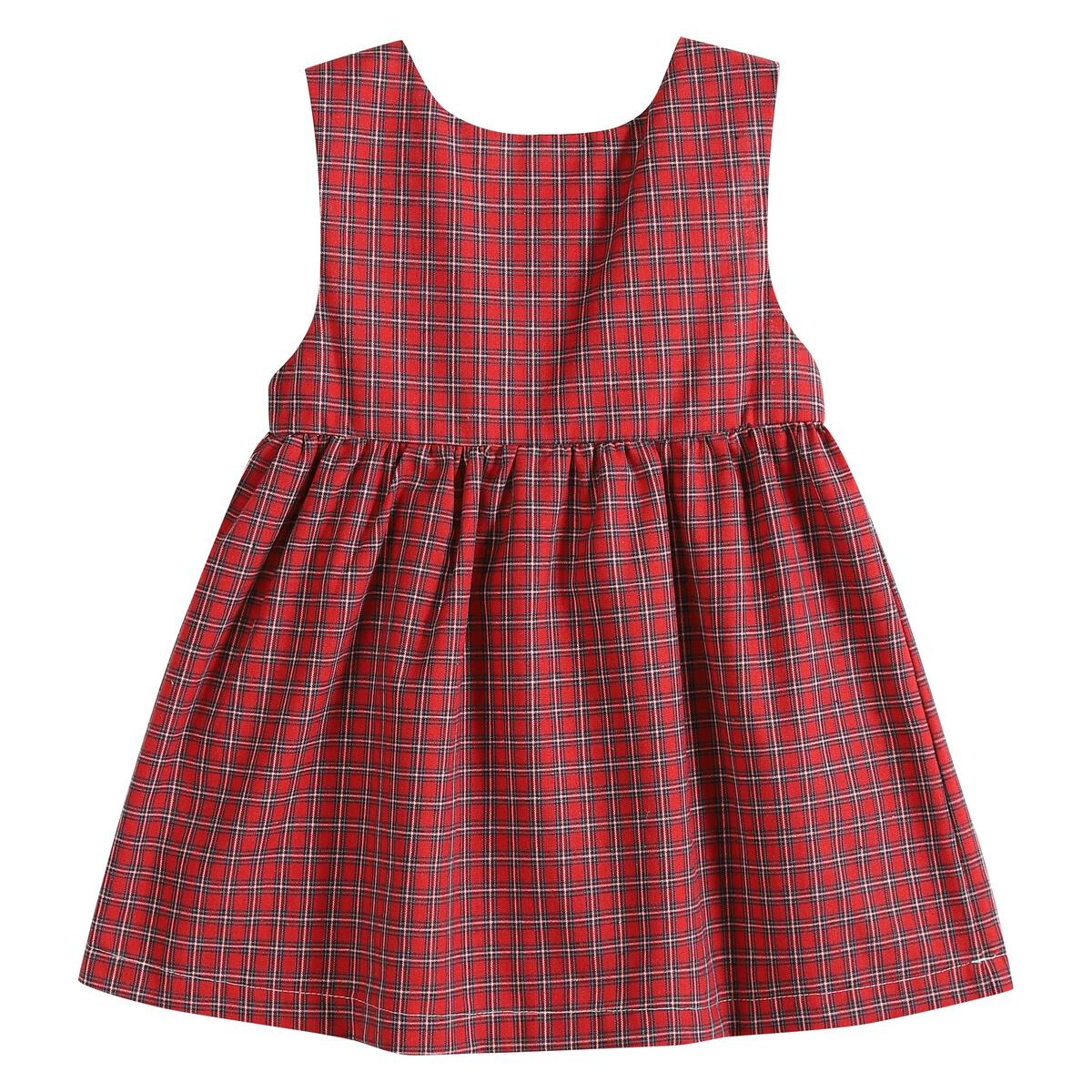 Red Plaid Santa Bow Sleeveless Babydoll Dress
