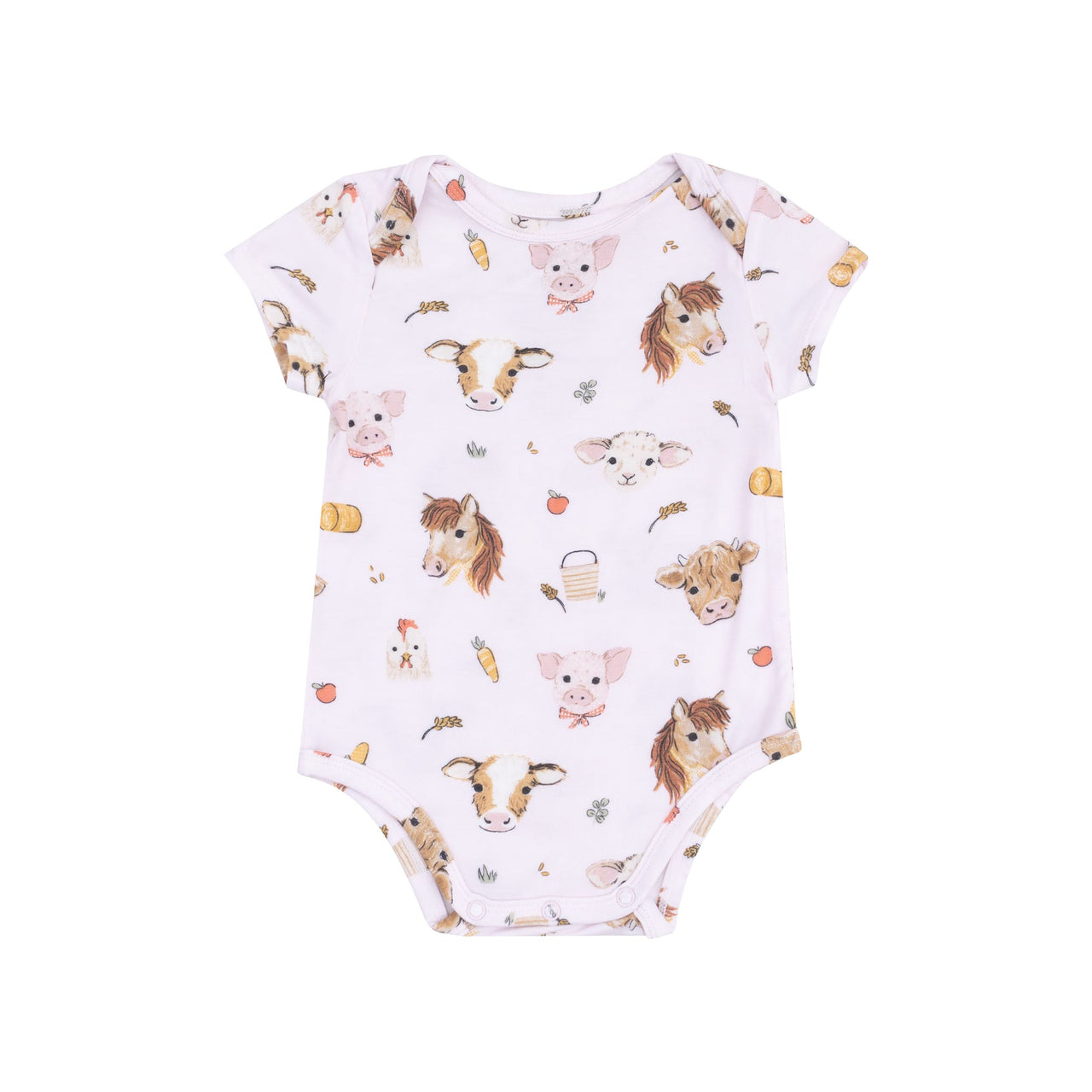 Short Sleeve Bodysuit | Vintage Animal Faces Pink