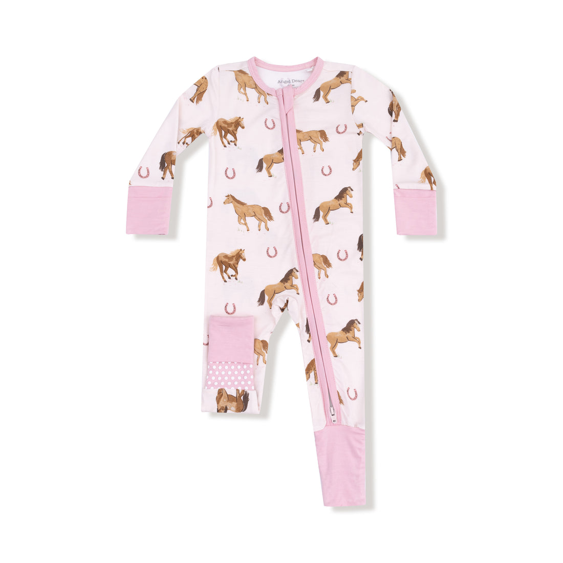 2-Way Zipper Convertible Romper | Horses Pink