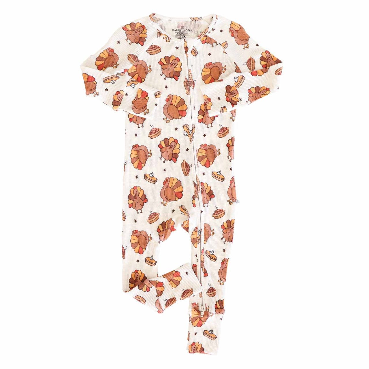 Turkey Treats Bamboo Waffle Convertible Zip Romper