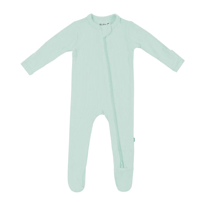 Ribbed Zippered Footie | Sage