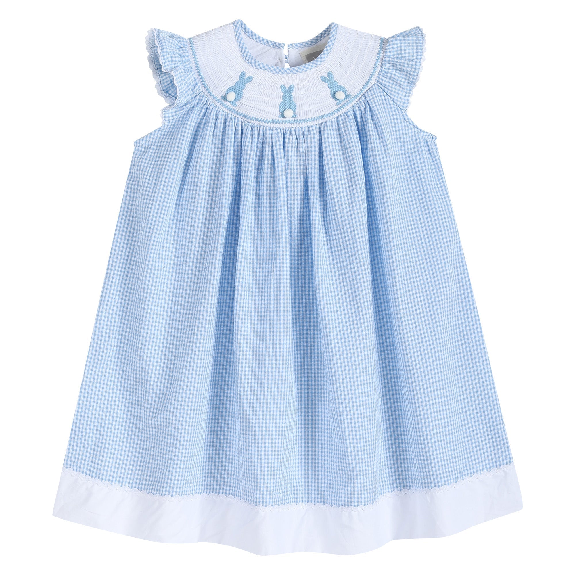 infant blue gingham dress Diana Modest A-Line Ruffles Short Sleeves Chiffon Bridesmaid Dresses main image 1