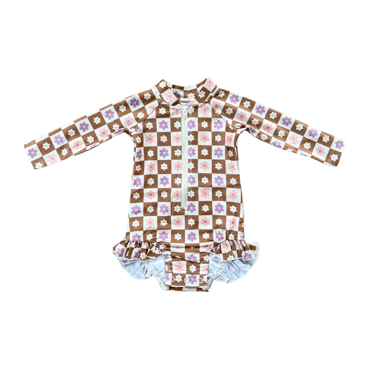 Girl's One-Piece Ruffle Rash Guard Swimsuit