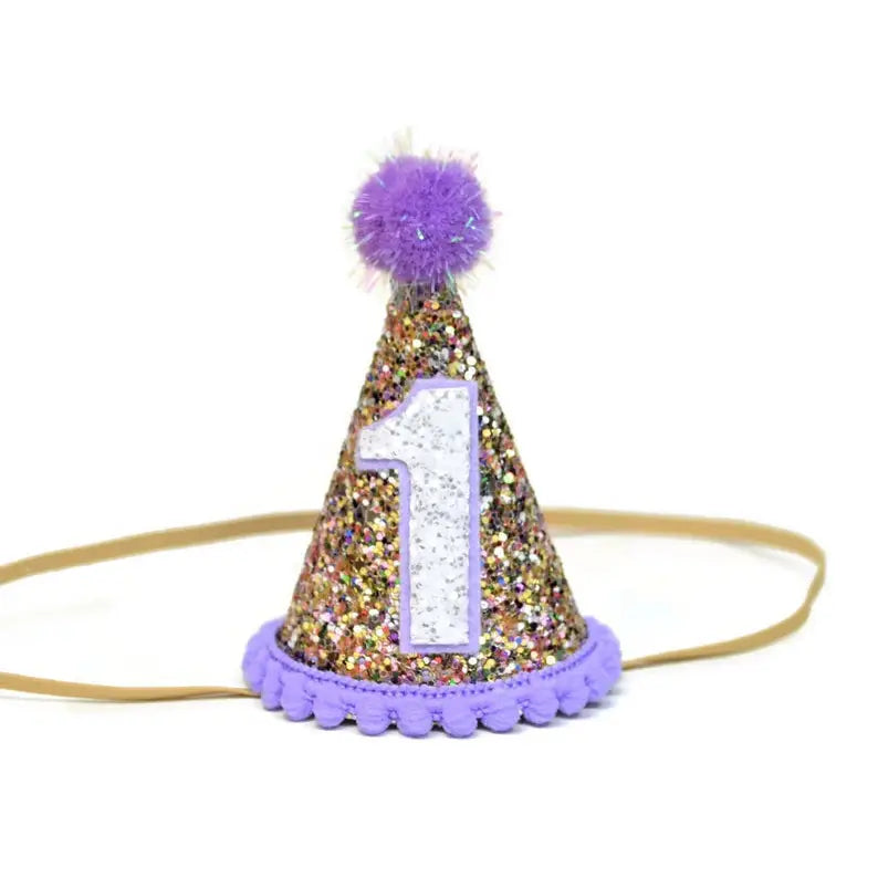 Birthday Pale Gold and Lavender Party Hat | 1