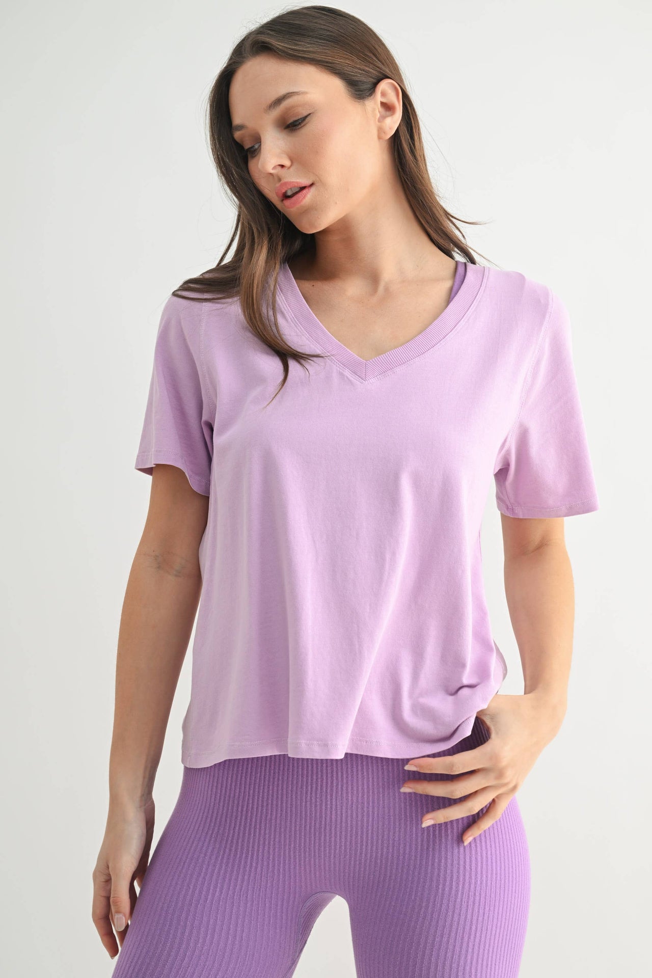 Pima Cotton Blend V-Neck Tee
