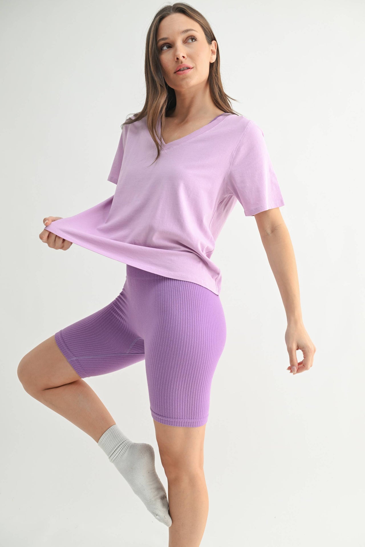 Pima Cotton Blend V-Neck Tee