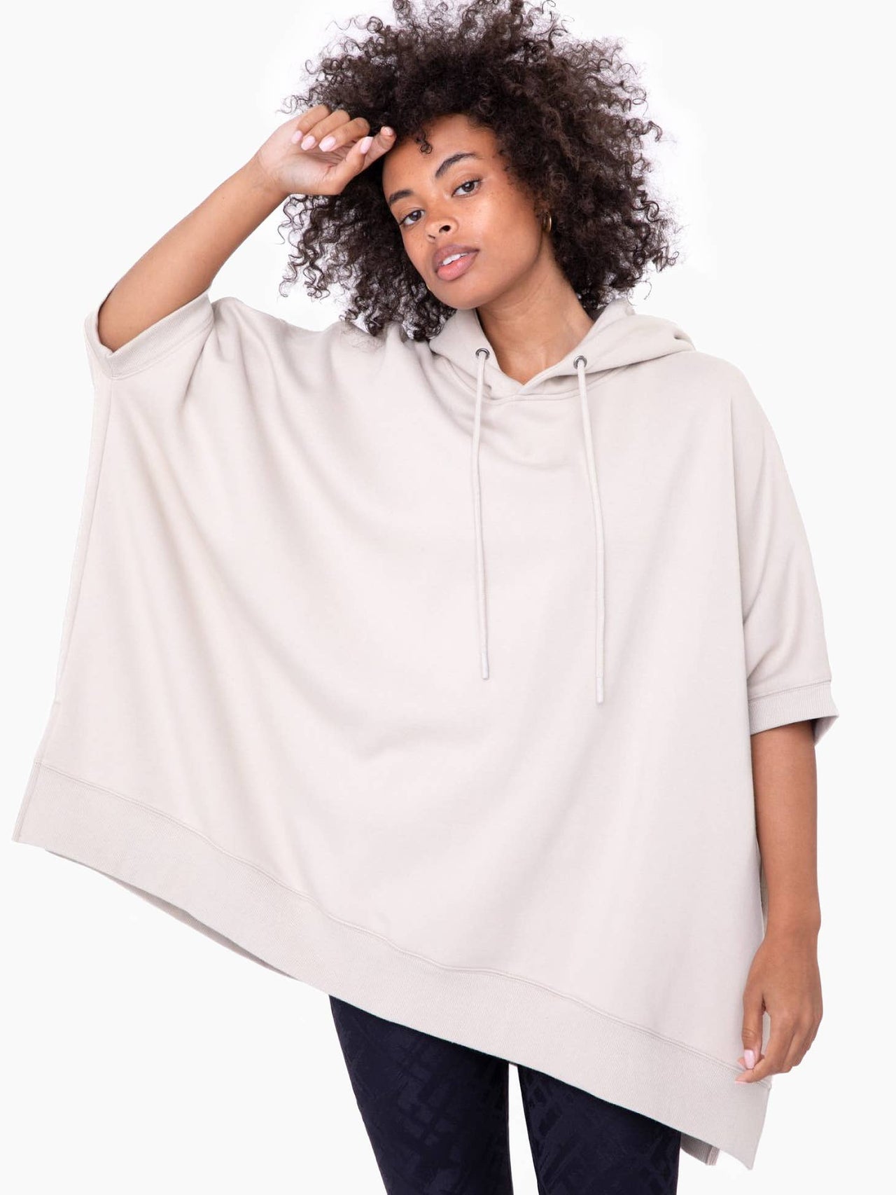 Cotton Oversized Hoodie Top | Tan