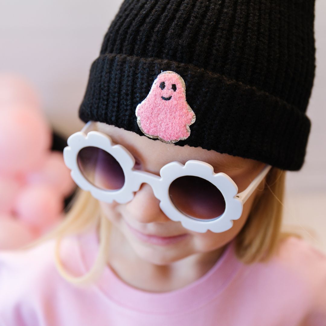 Pink Ghost Patch Halloween Beanie