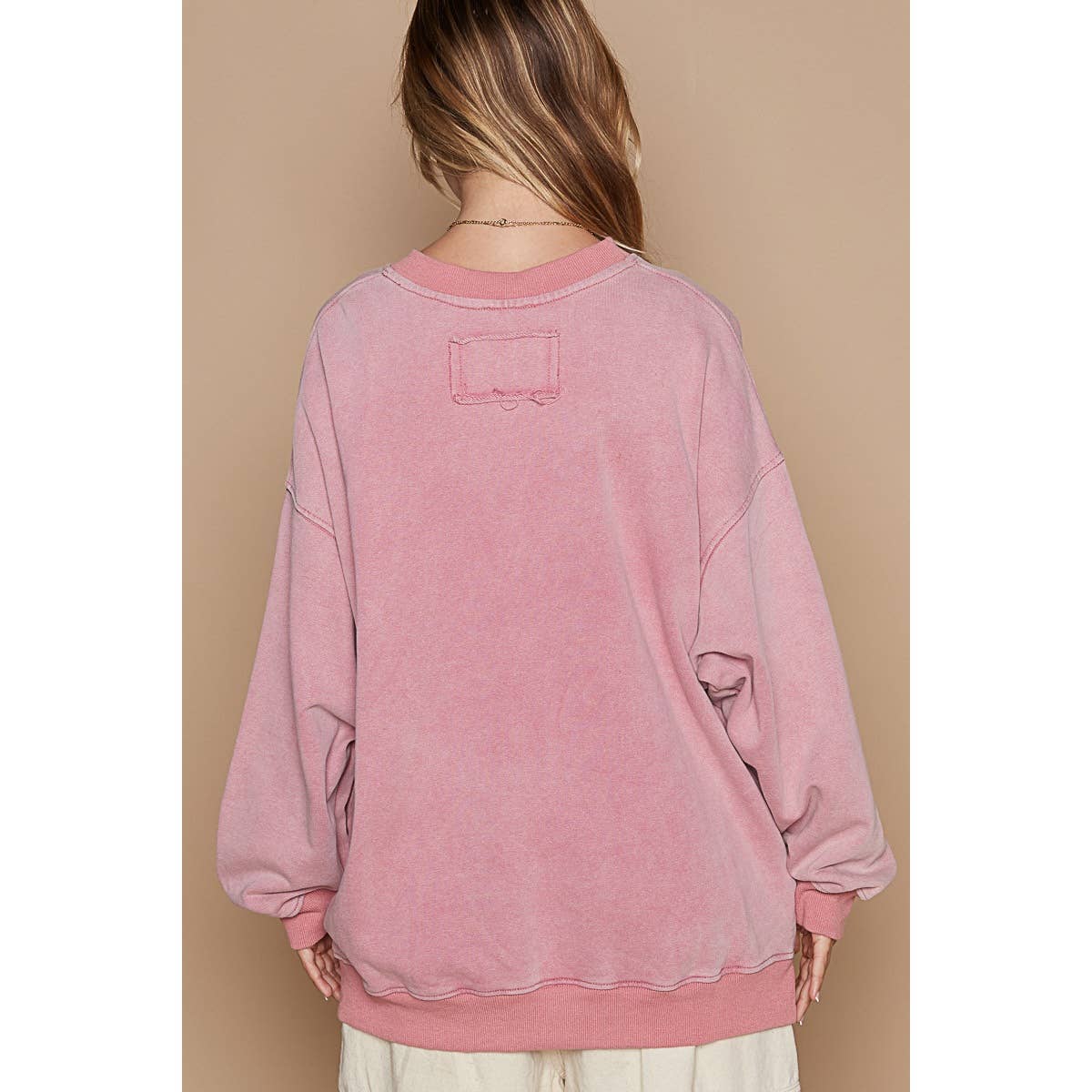 Vintage Washed Long Sleeve French Terry Sweatshirt | Dusty Rose