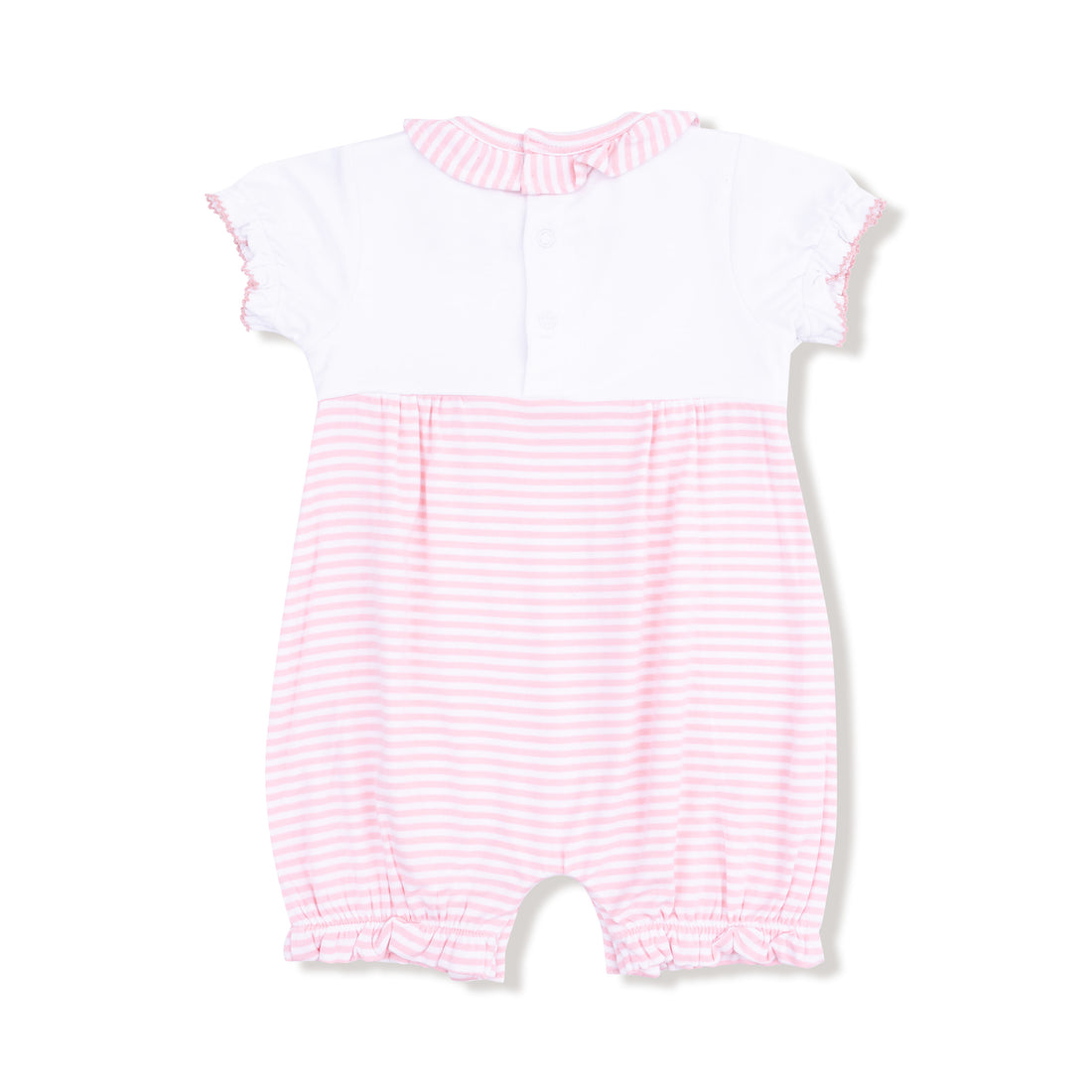 Ruffle Collar Romper with Piping and Picot