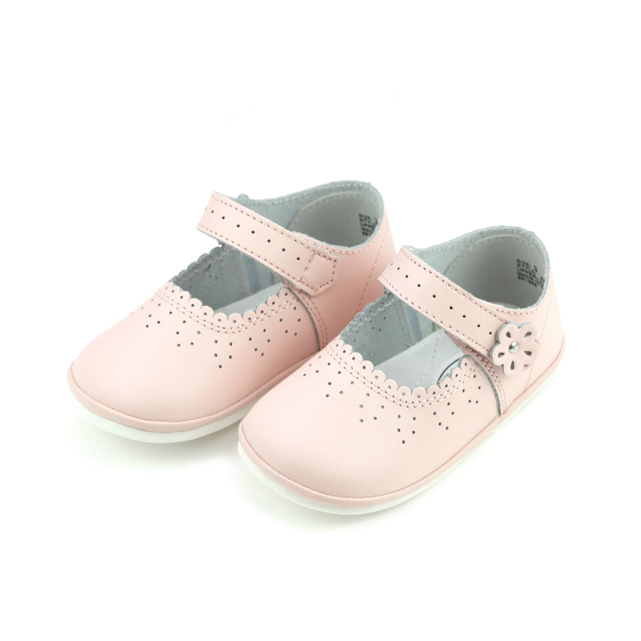 Pink Mia Scalloped Leather Mary Jane (Baby)