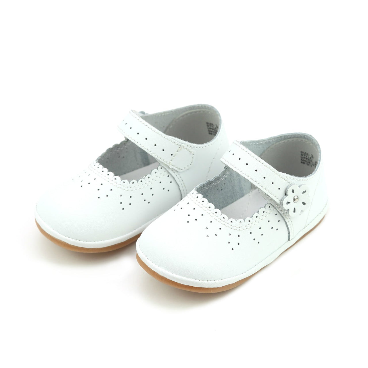White Mia Scalloped Leather Mary Jane (Baby)