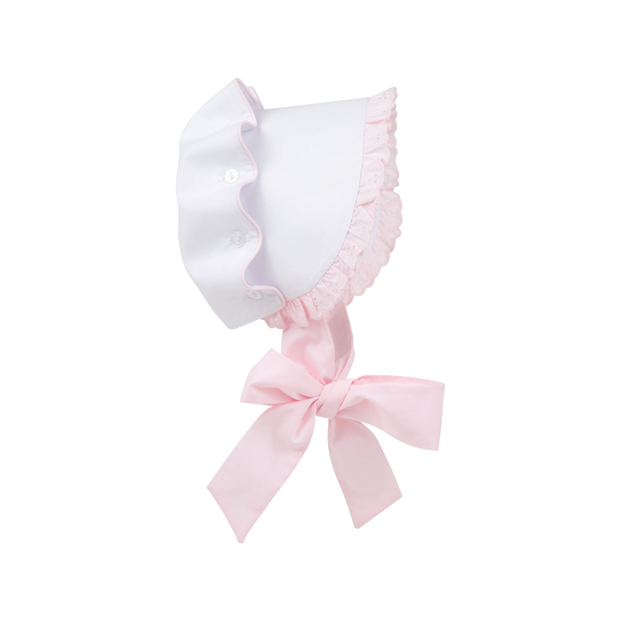 Bellefaire Bonnet | Worth Avenue White with Palm Beach Pink Eyelet ** FINAL SALE **