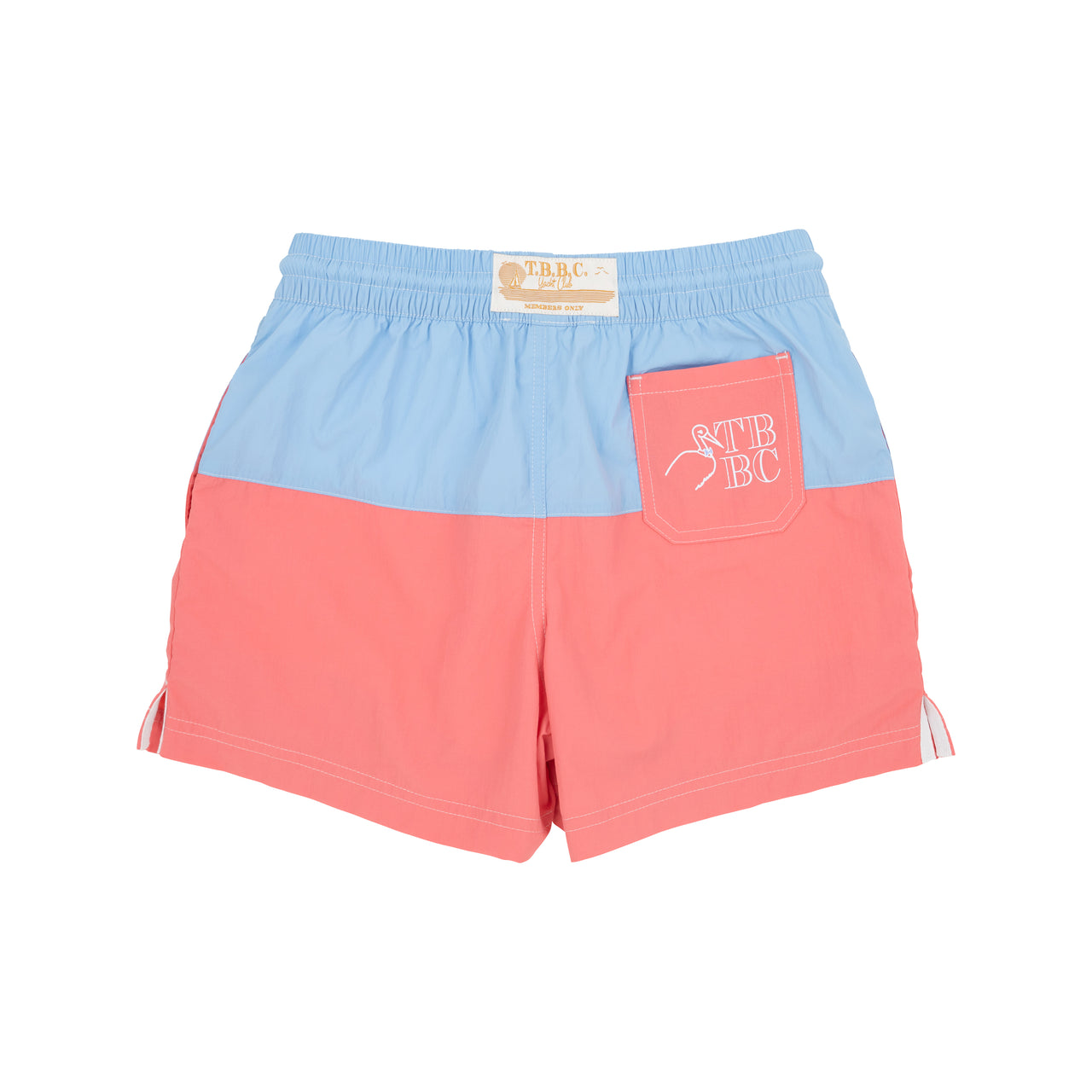 Country Club Colorblock Trunk | Beale Street Blue & Parrot Cay Coral With T.B.B.C. Pocket