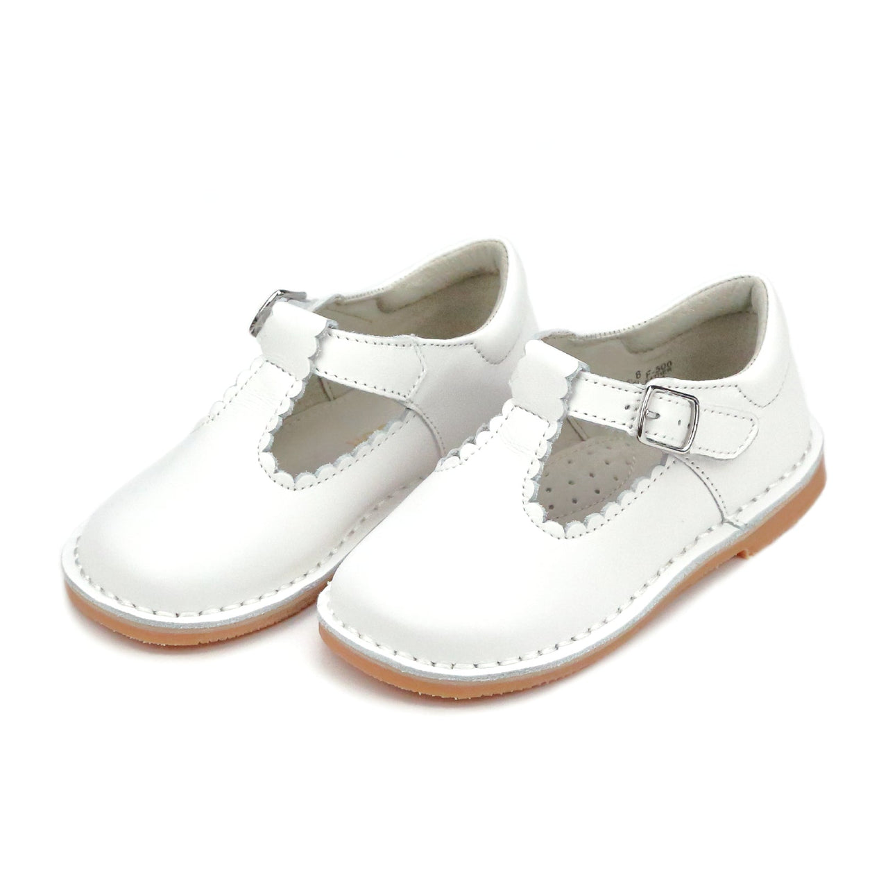 Selina Scalloped T-Strap Mary Jane | White