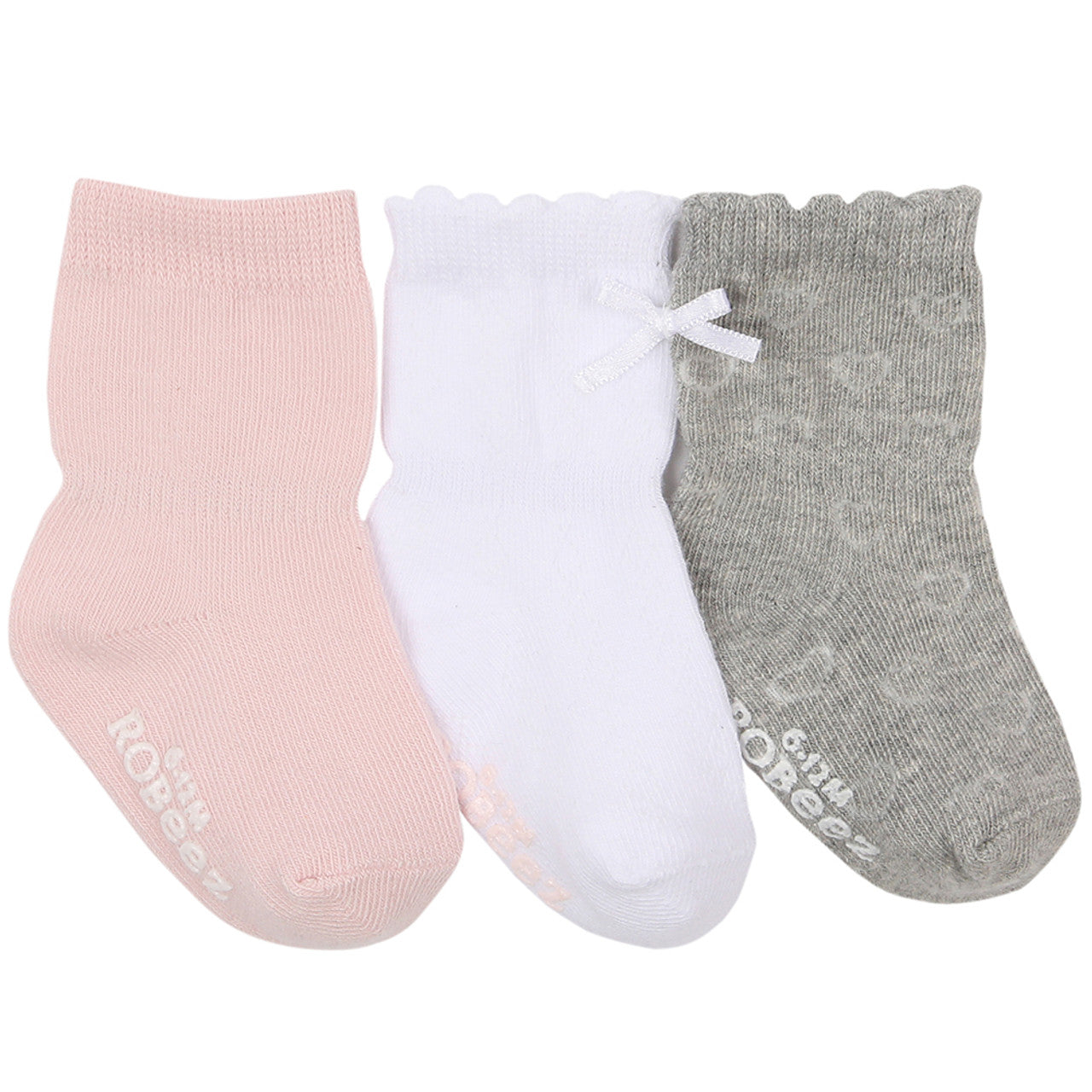 Girly Girl Socks - 3 Pack | White/Pink/Grey