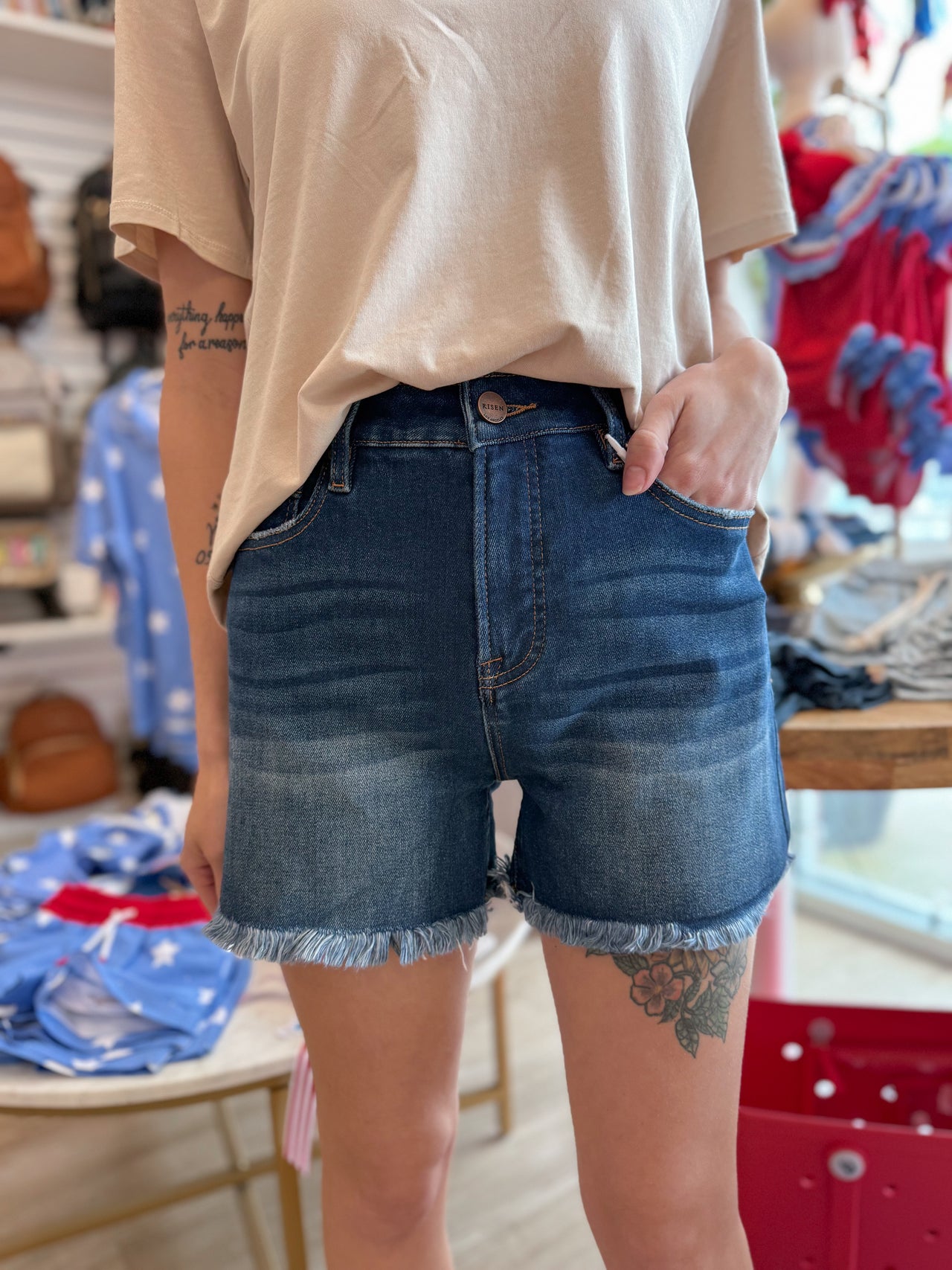 Risen Dark High Rise Side Slit Shorts