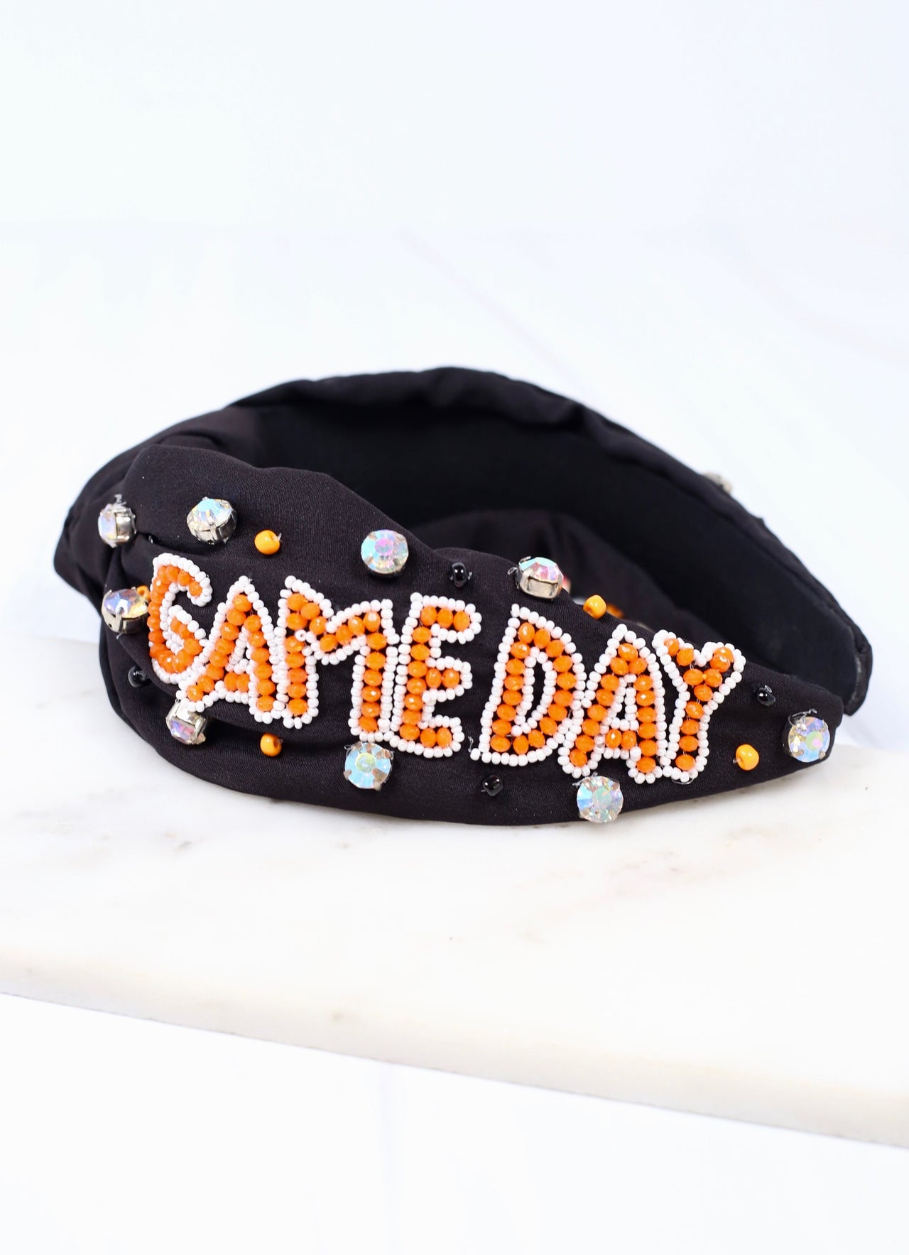 Black and Orange Game Day Embellished Headband