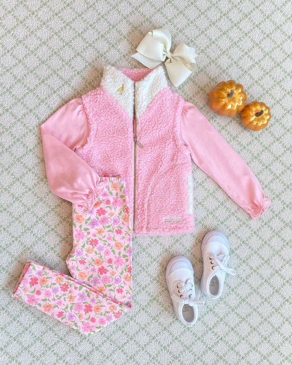 Van Camp Vest (Sherpa) | Sandpearl Pink with Palmetto Pearl & Gold Stork