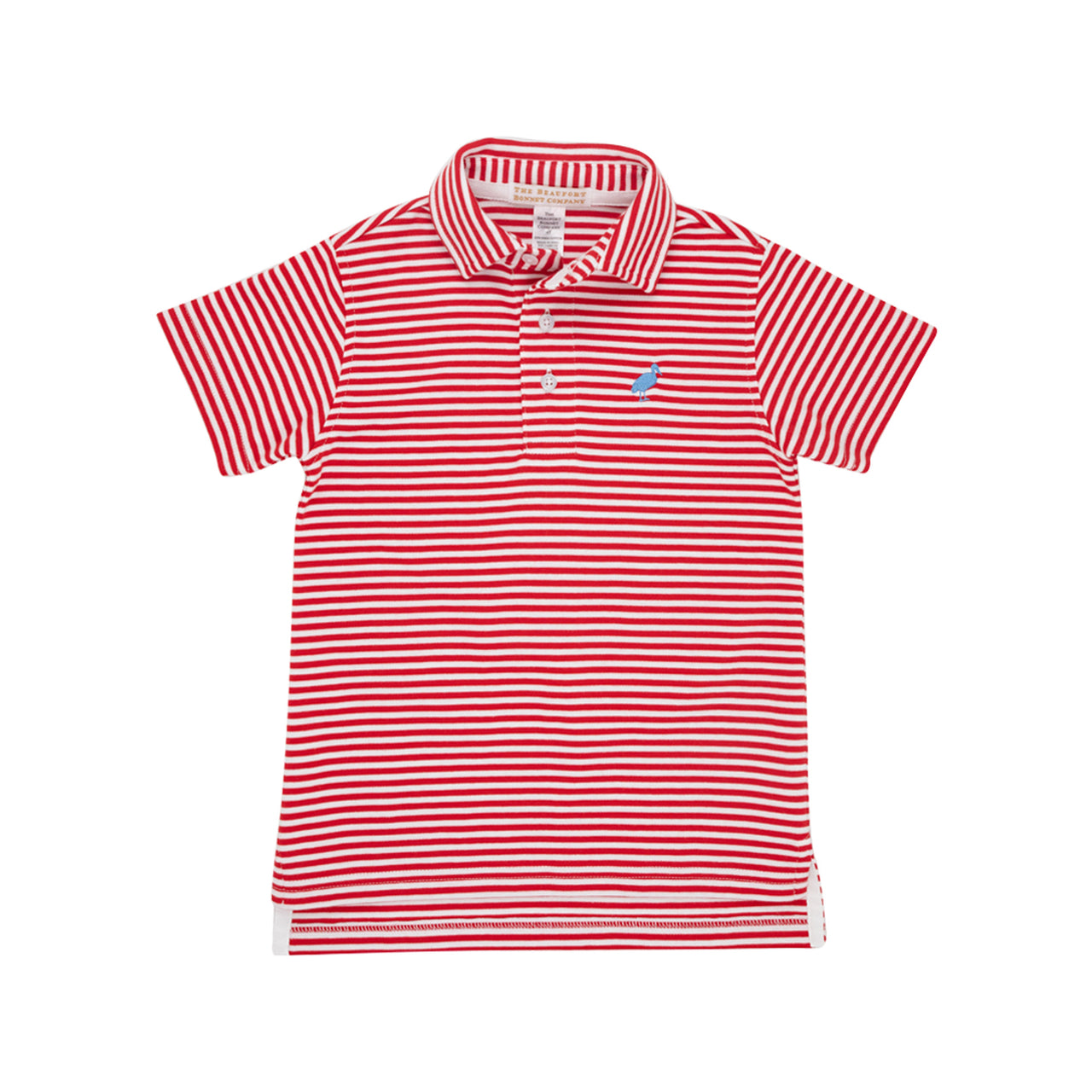 Prim & Proper Polo | Richmond Red Stripe With Barbados Blue Stork ** FINAL SALE **