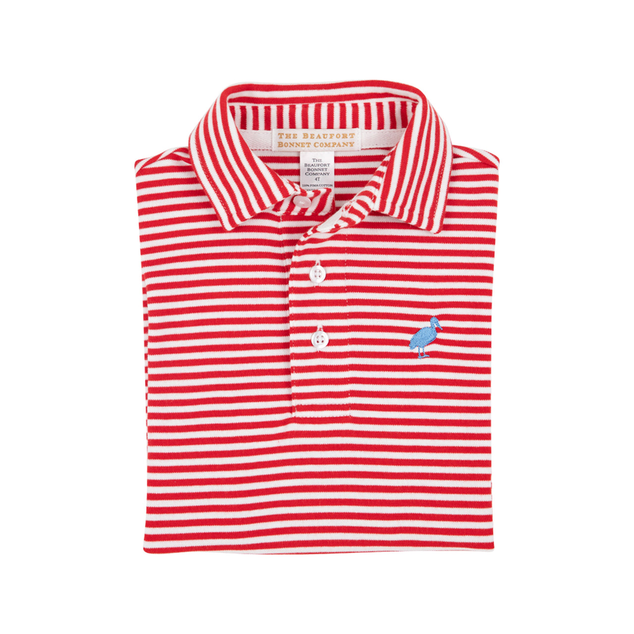 Prim & Proper Polo | Richmond Red Stripe With Barbados Blue Stork