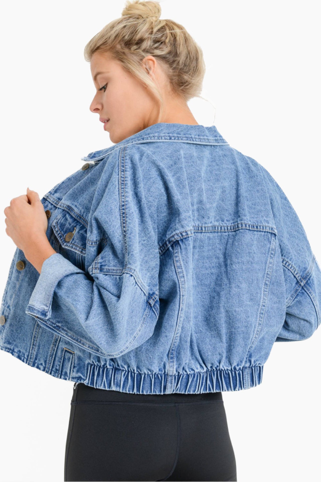 Medium Wash Crop Denim Jacket