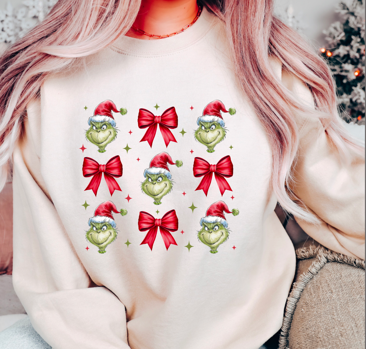 Grinch Bows Christmas Sweatshirt