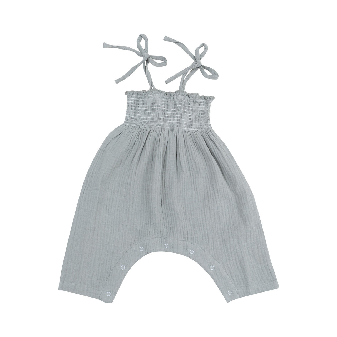 Smocked Romper | Slate Gray