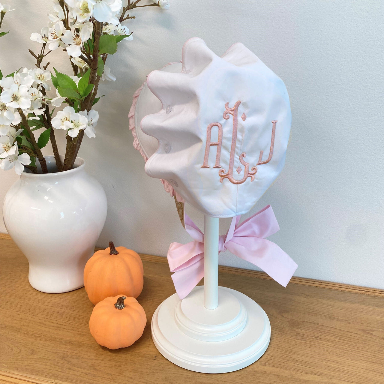 Bellefaire Bonnet | Worth Avenue White with Palm Beach Pink Eyelet ** FINAL SALE **