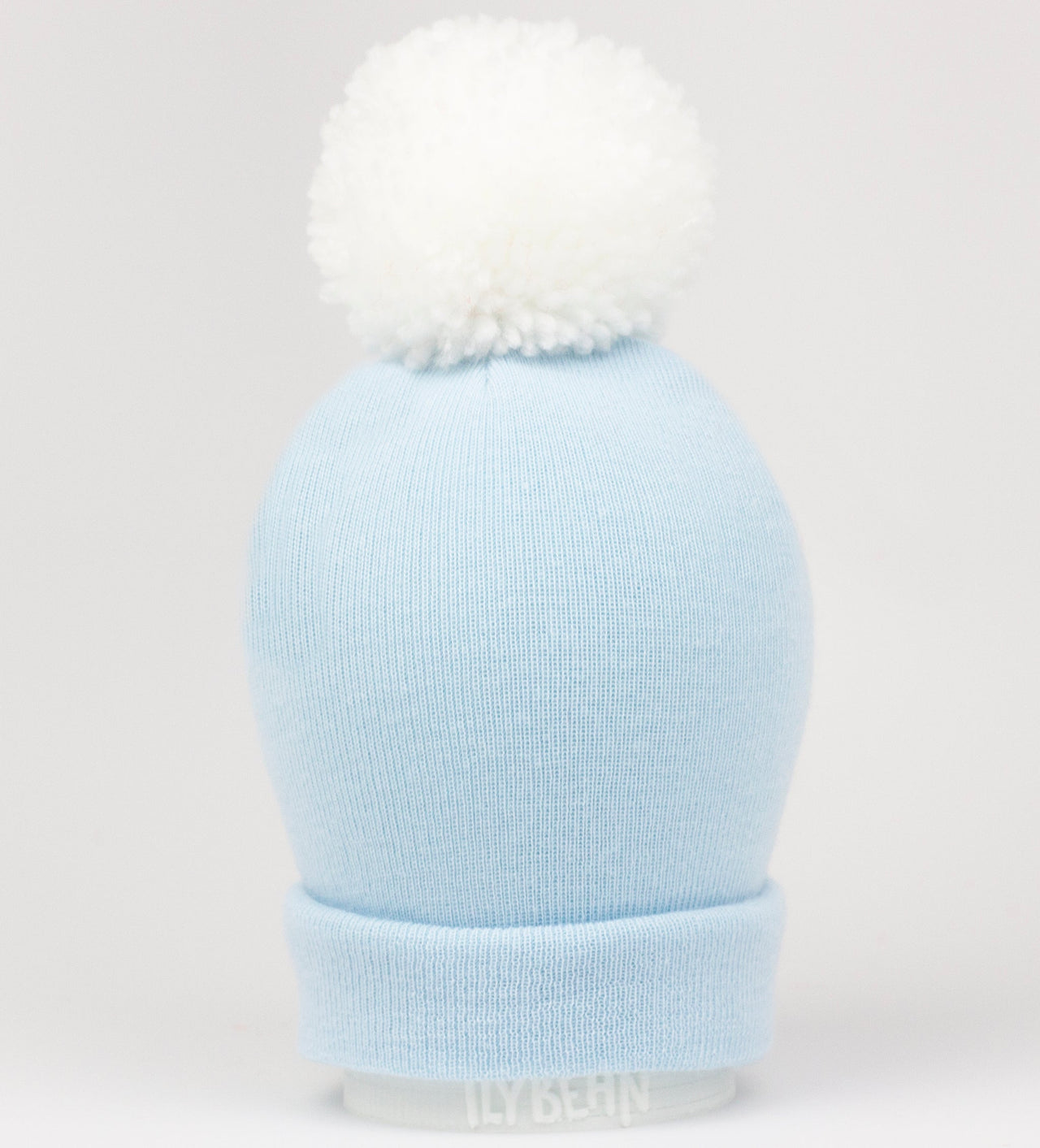 Baby Blue Beanie With White Pom Pom