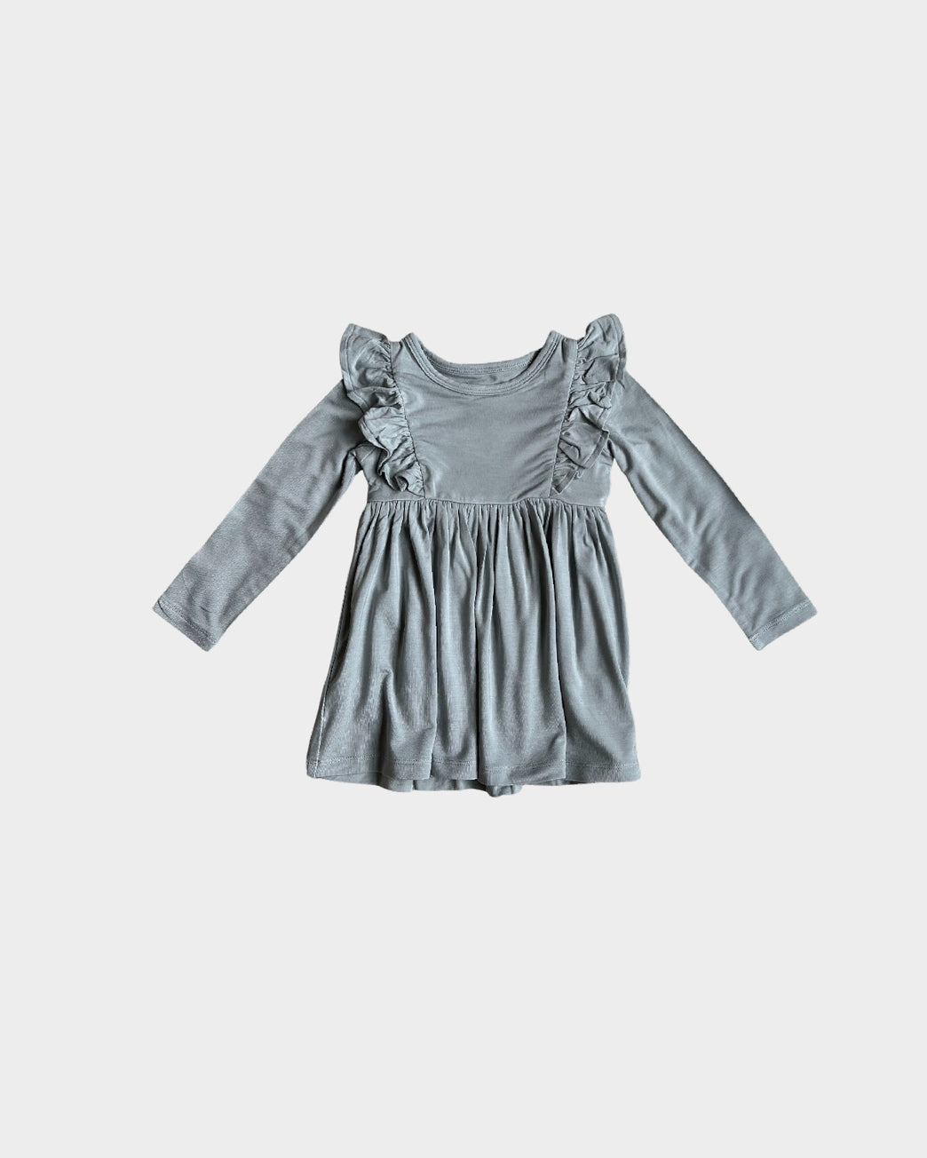 Girls Long Sleeve Ruffled Dress | Baby Blue