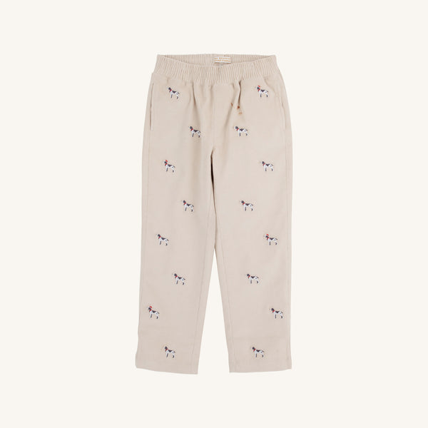 Critter Sheffield Pants (Corduroy) | Osprey Oatmeal Richmond Red Stork & Santa Dog Embroidery