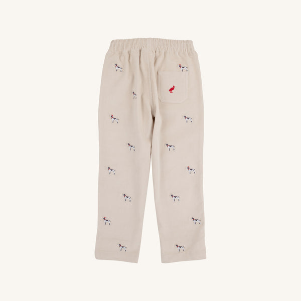 Critter Sheffield Pants (Corduroy) | Osprey Oatmeal Richmond Red Stork & Santa Dog Embroidery