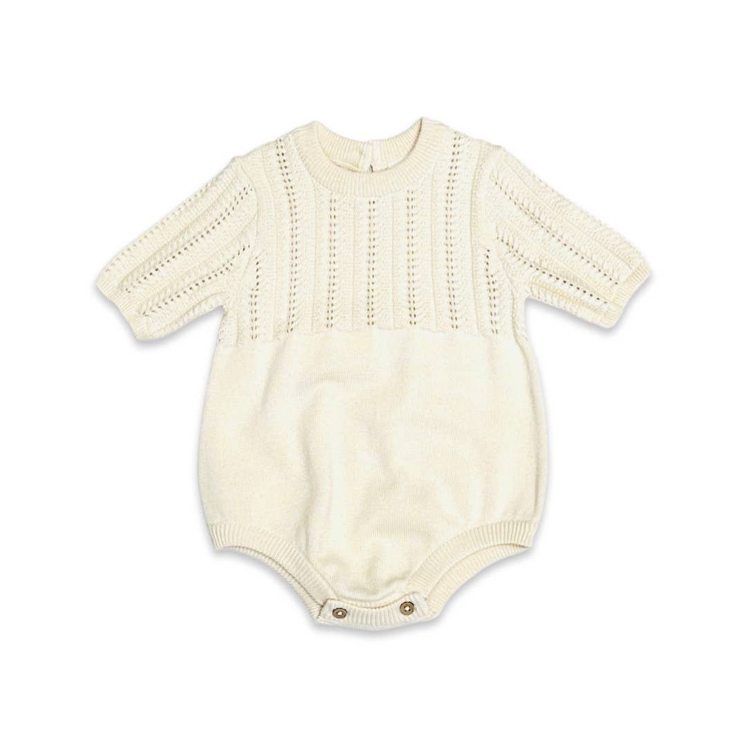 Pointelle Knit Baby Bodysuit Romper (Organic Cotton) | Natural