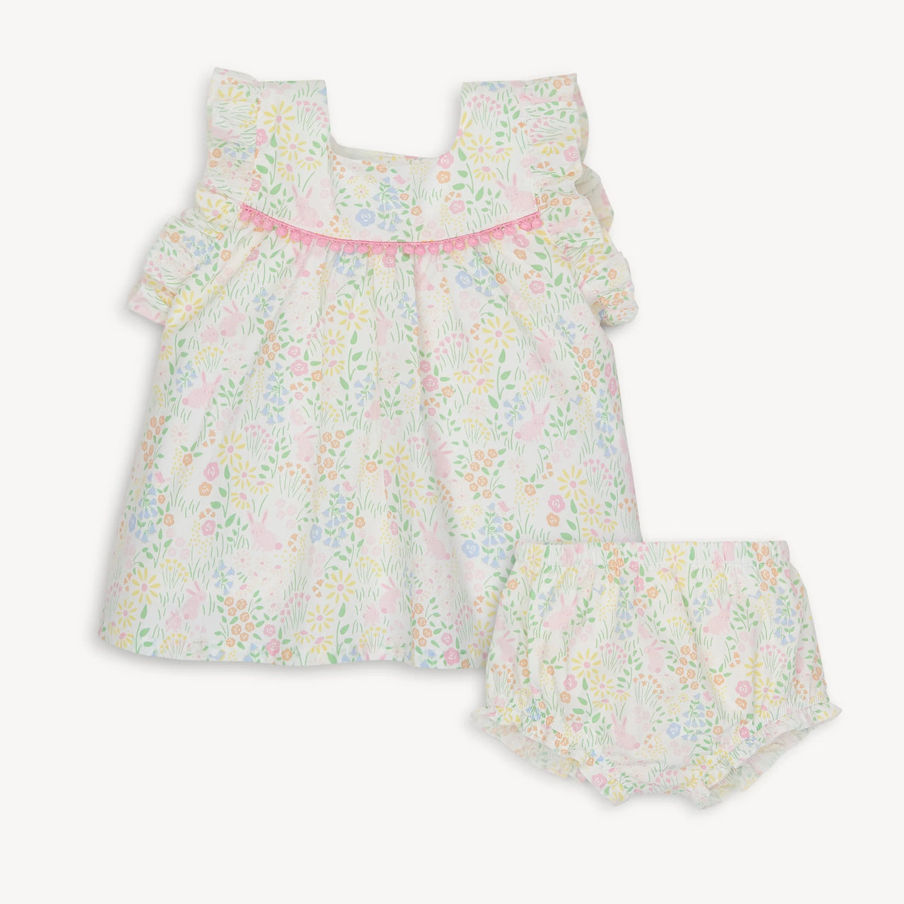 Hoppy Garden Cotton Poplin Magnetic Sleeveless Dress & Diaper Cover
