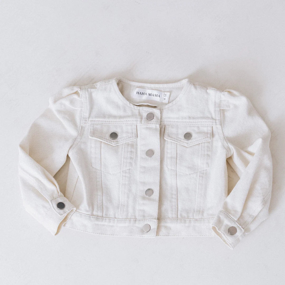 Ivory Cropped Denim Jacket