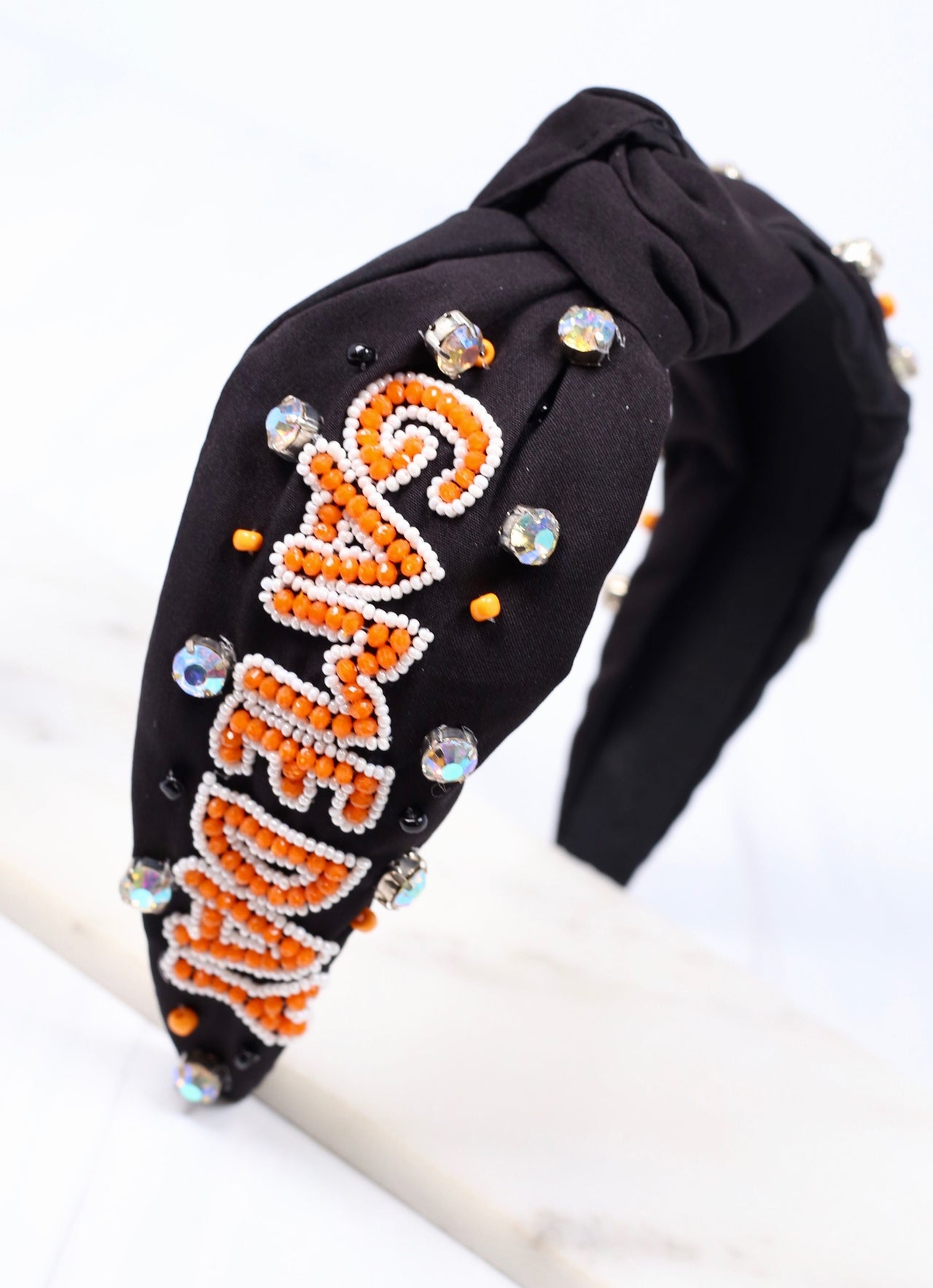 Black and Orange Game Day Embellished Headband
