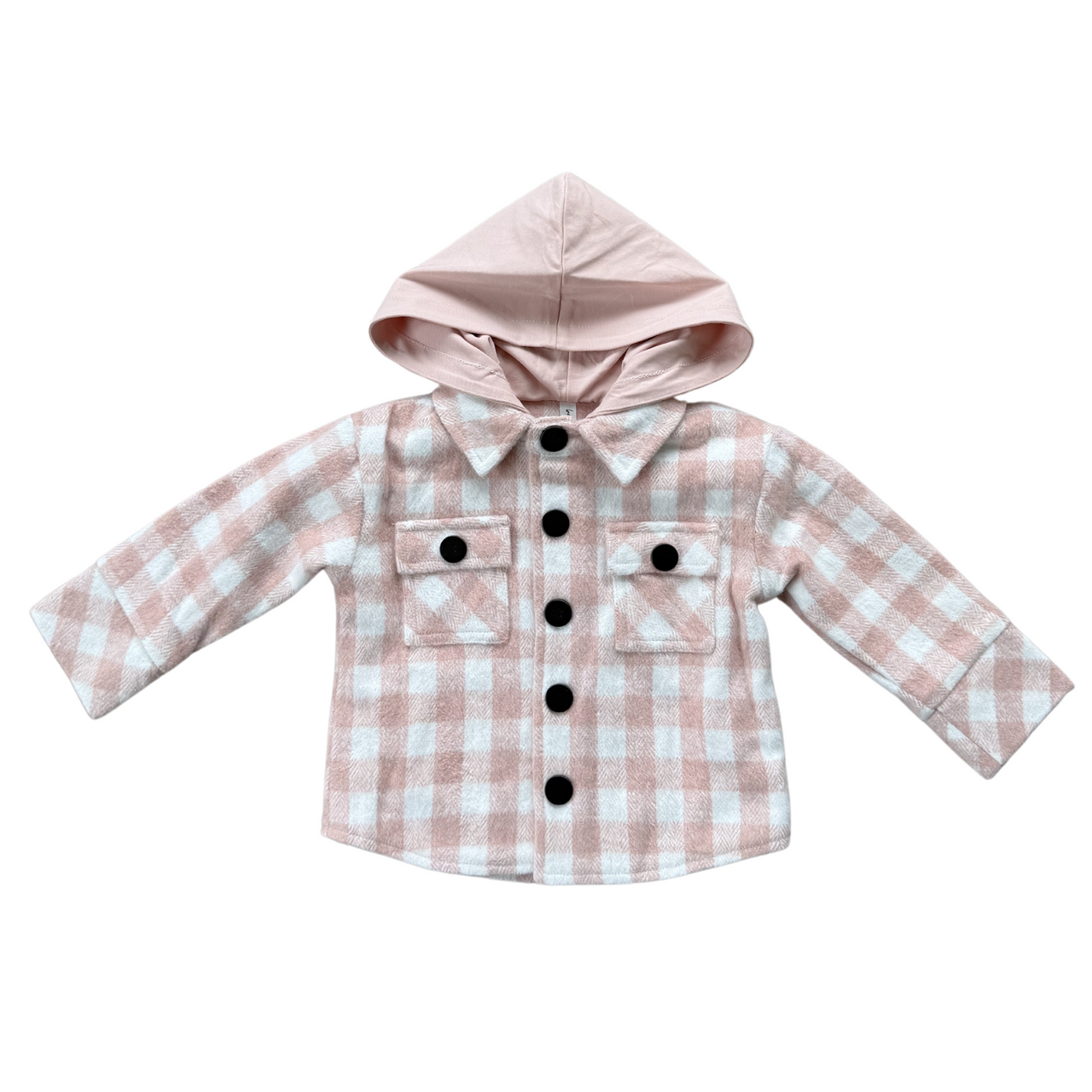 Hooded Shacket | Misty Rose Plaid