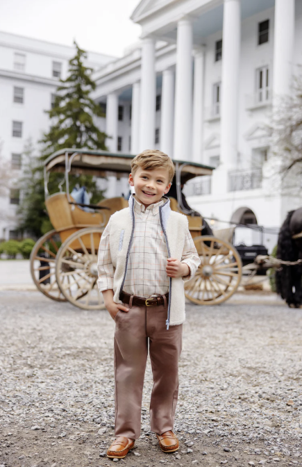 Prep School Pants | Gray Bay Brown with Keeneland Khaki Stork