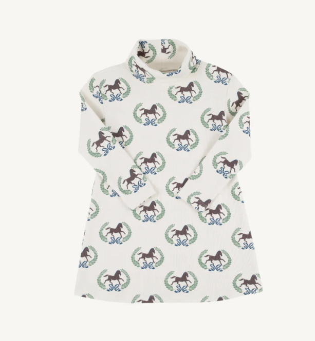 Tatum's Turtleneck Dress - Parrot Cay Coral with Worth Avenue White Stork