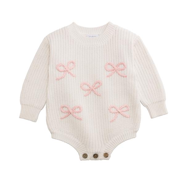 Bow Chainstitch Baby Sweater Bubble
