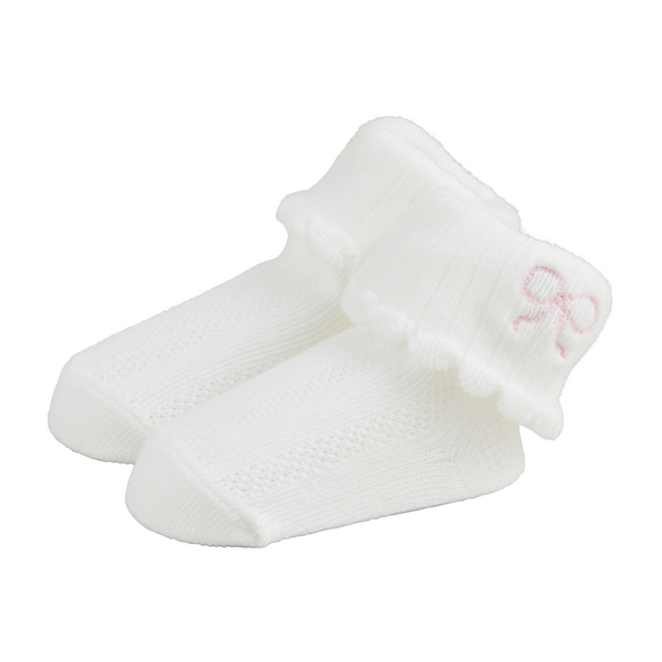 Bow Pointelle Foldover Socks