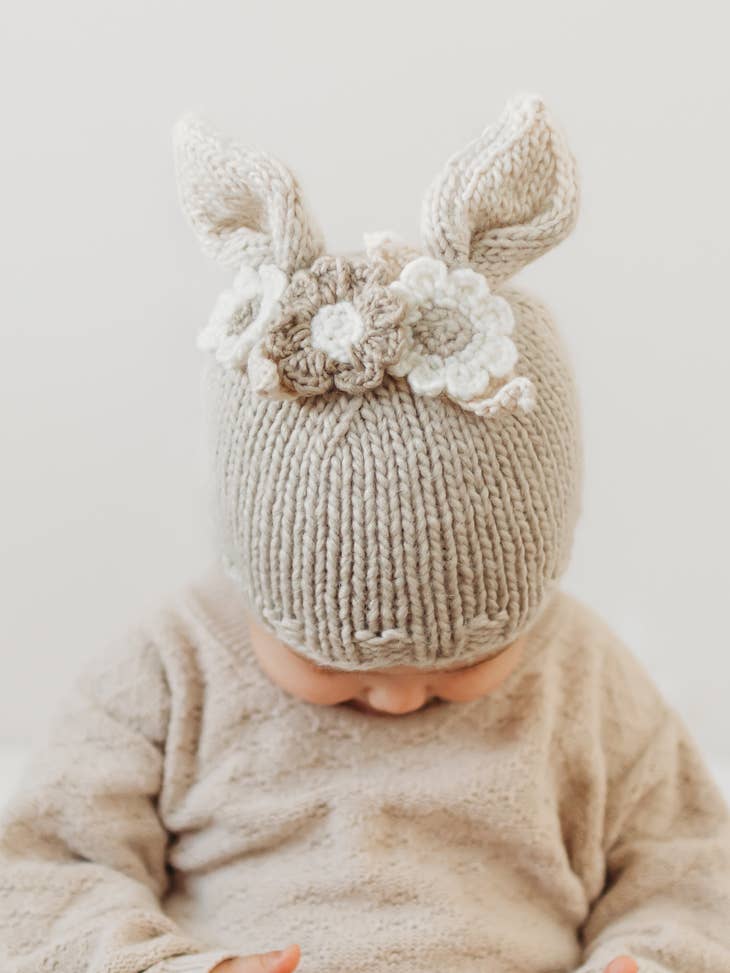 Flower Bunny Beanie Oatmeal