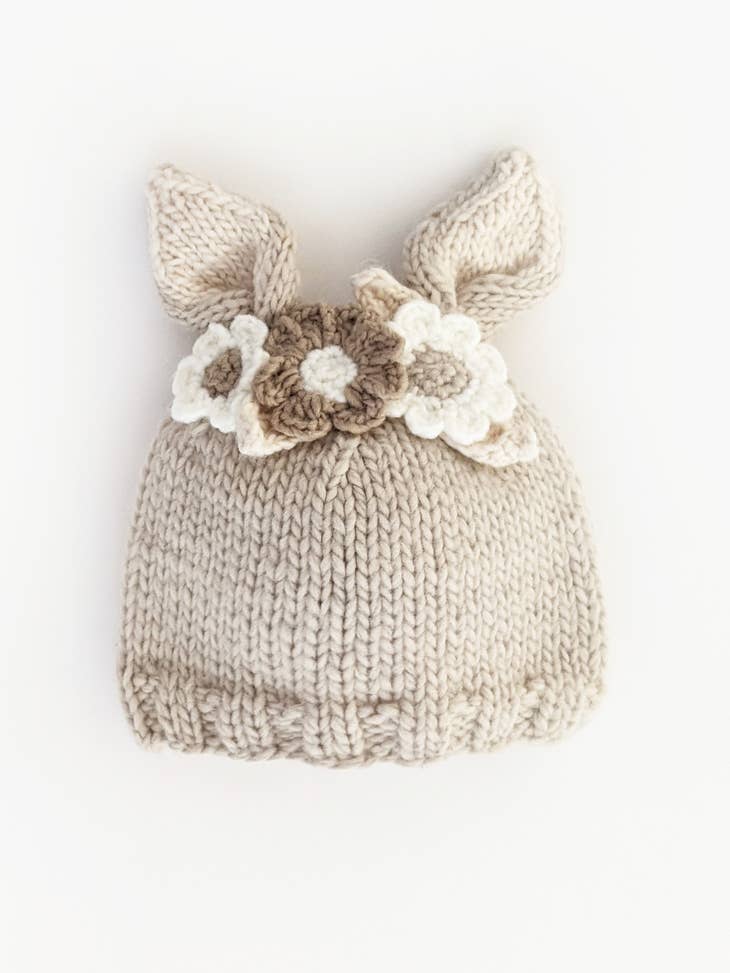 Flower Bunny Beanie Oatmeal