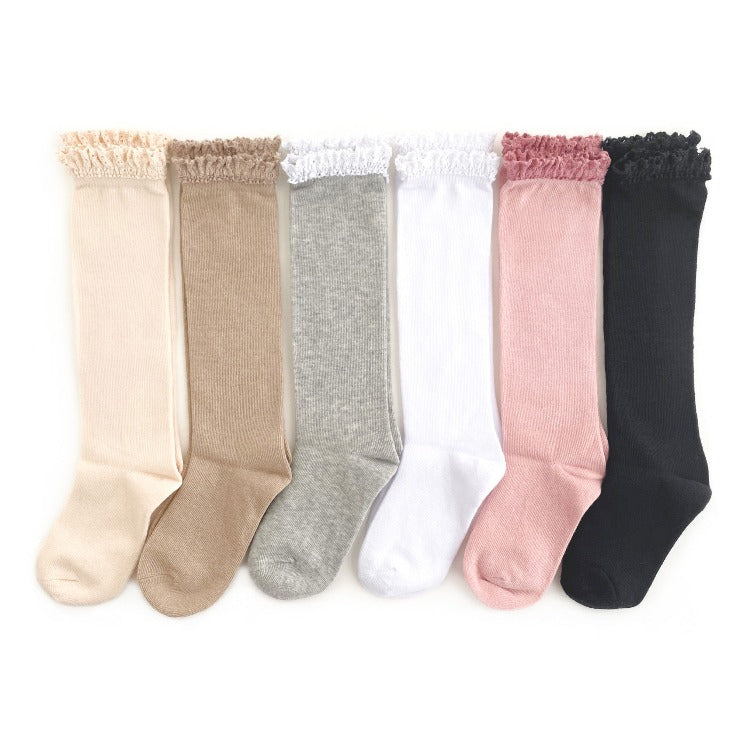 Neutral Lace Top Knee High Socks
