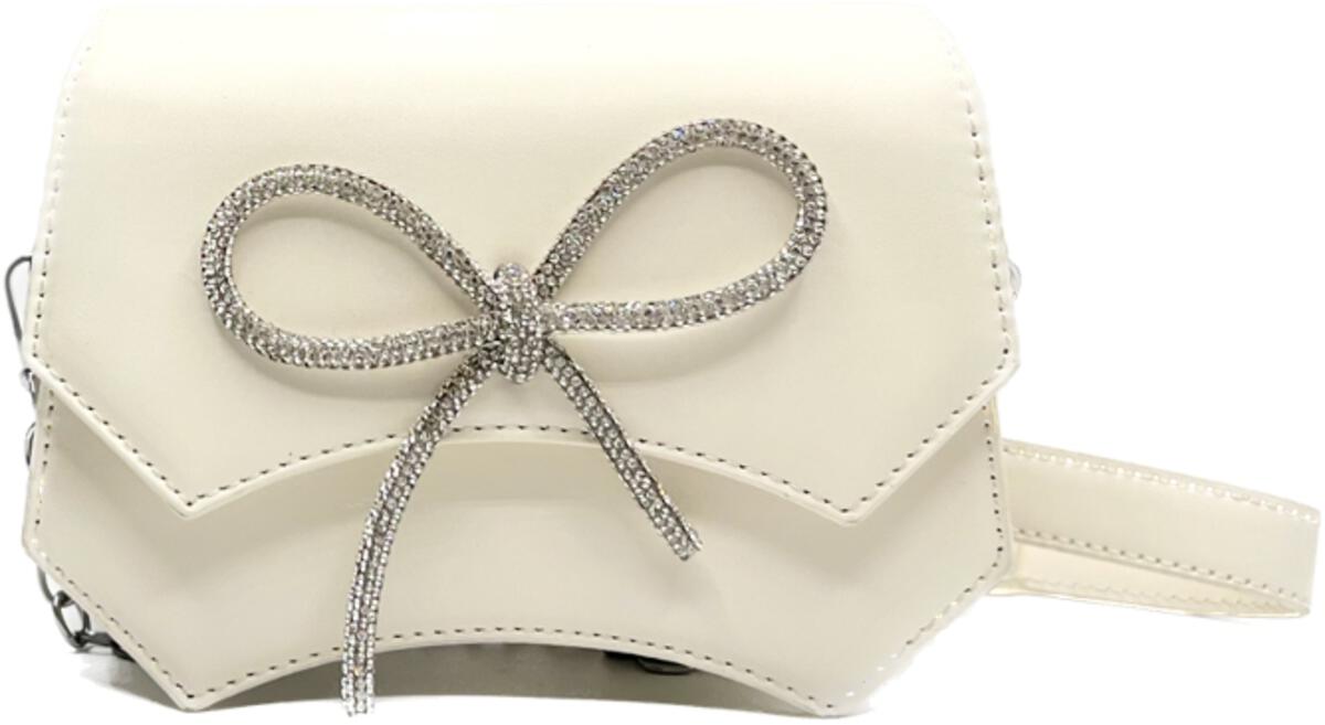 Crystal Bow Hope Bag | White