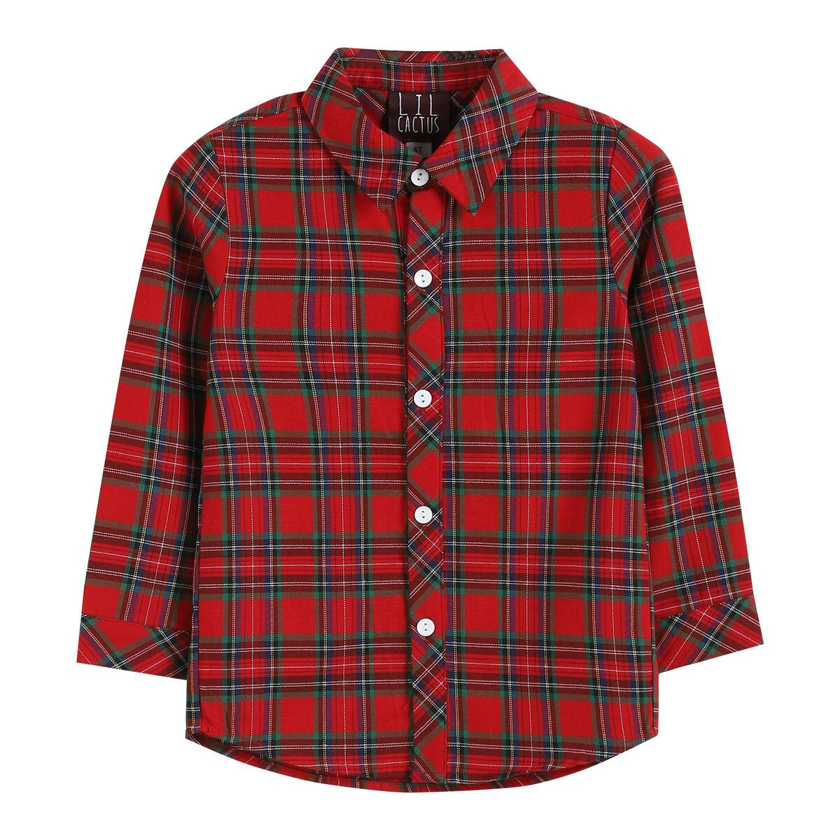 Red and Green Gingham Button-Up Shirt
