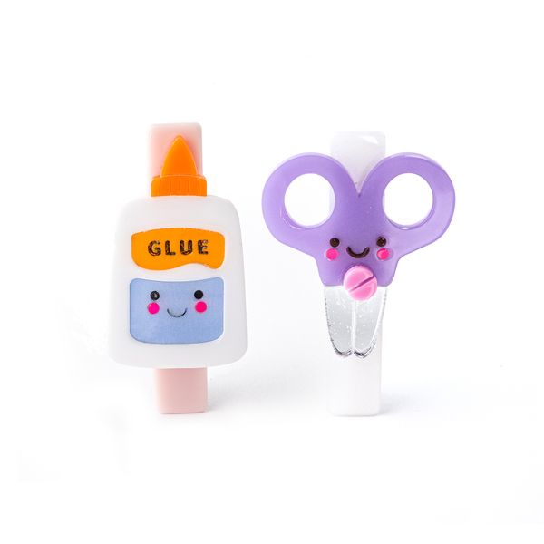 Glitter Scissors & Glitter Glue Hair Clips