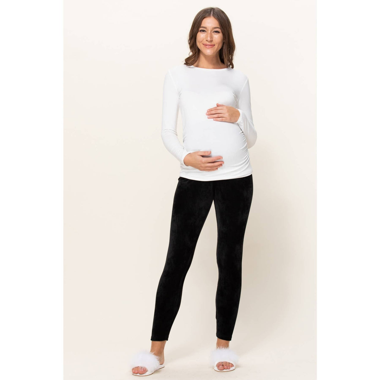 Velour Maternity Yoga Pants | Black