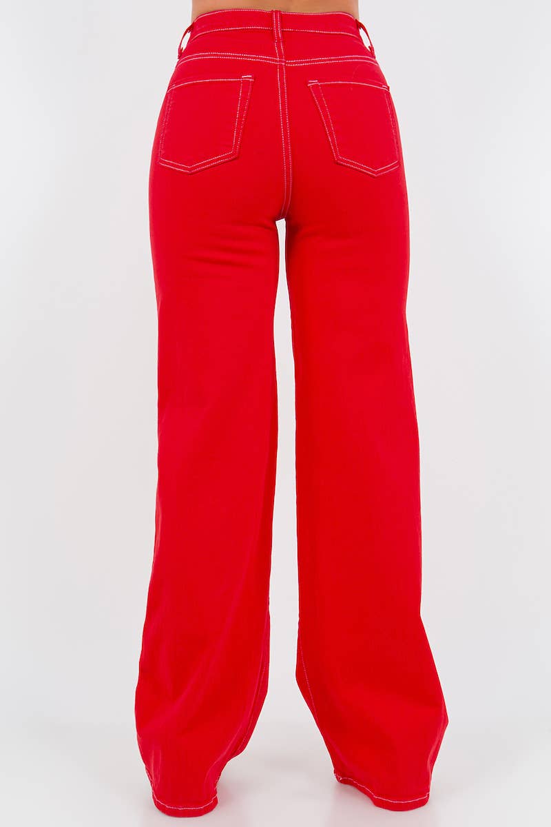 Wide Leg Jean | Cherry Red